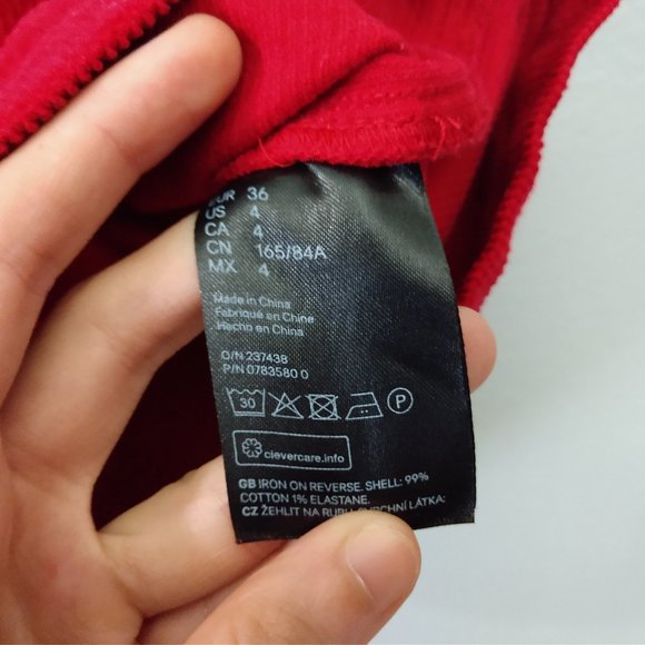 Divided H&M Red Sweetheart Corduroy Mini Dress - Picture 4 of 5